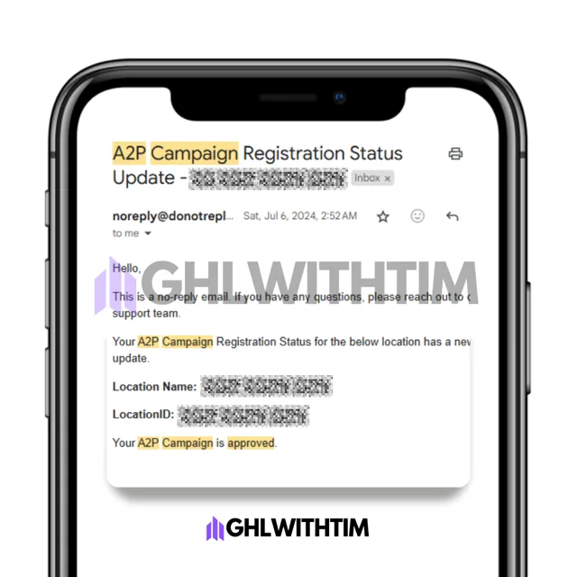 A2P campaign approved in GoHighLevel