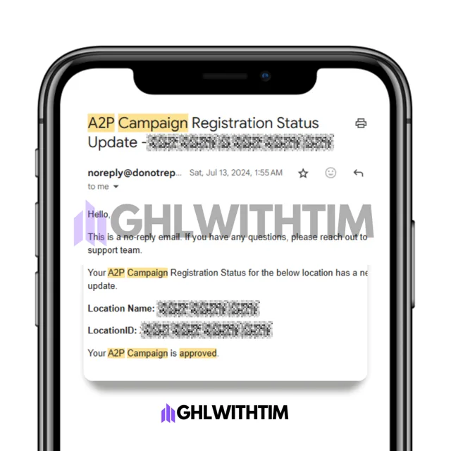 A2P campaign approved in GoHighLevel